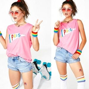 Wildfox • PRIDE Rainbow Flag LGBTQ+ Vintage Muscle Tank size Small NWT